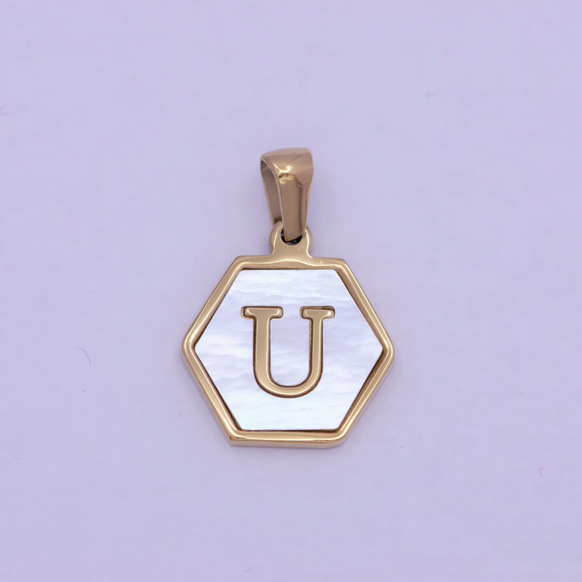 Gold Initial Letter Necklace Pendant Hexagon Alphabet Charm Mother of pearl Letter Minimalist Jewelry Shell Hexagon Pendant for Necklace Bracelet A-875-A-887