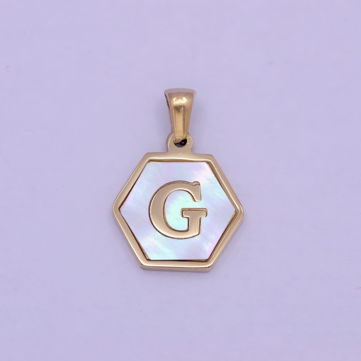Gold Initial Letter Necklace Pendant Hexagon Alphabet Charm Mother of pearl Letter Minimalist Jewelry Shell Hexagon Pendant for Necklace Bracelet A-875-A-887