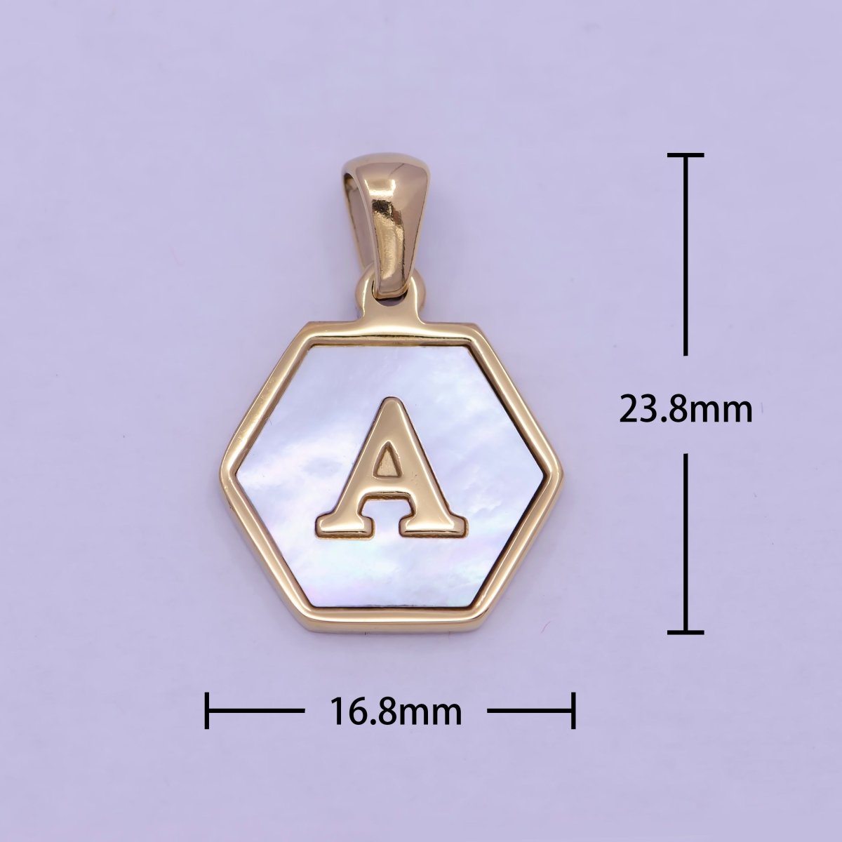 Gold Initial Letter Necklace Pendant Hexagon Alphabet Charm Mother of pearl Letter Minimalist Jewelry Shell Hexagon Pendant for Necklace Bracelet A-875-A-887