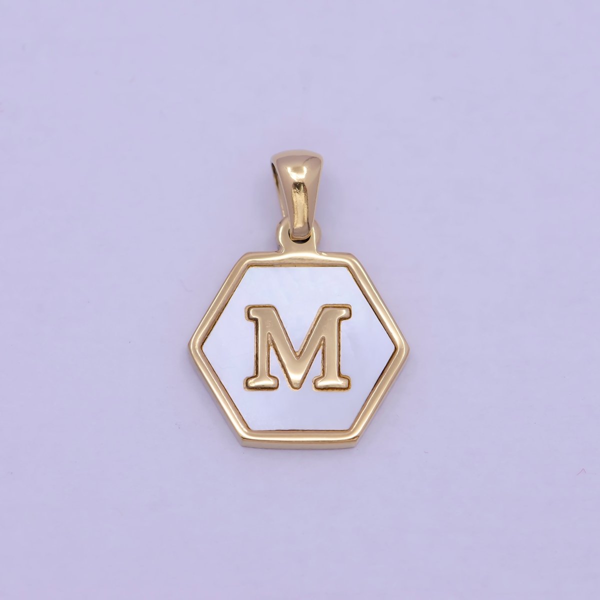 Gold Initial Letter Necklace Pendant Hexagon Alphabet Charm Mother of pearl Letter Minimalist Jewelry Shell Hexagon Pendant for Necklace Bracelet A-875-A-887