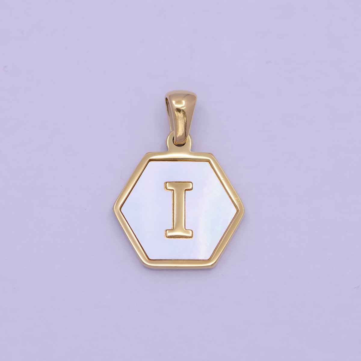 Gold Initial Letter Necklace Pendant Hexagon Alphabet Charm Mother of pearl Letter Minimalist Jewelry Shell Hexagon Pendant for Necklace Bracelet A-875-A-887