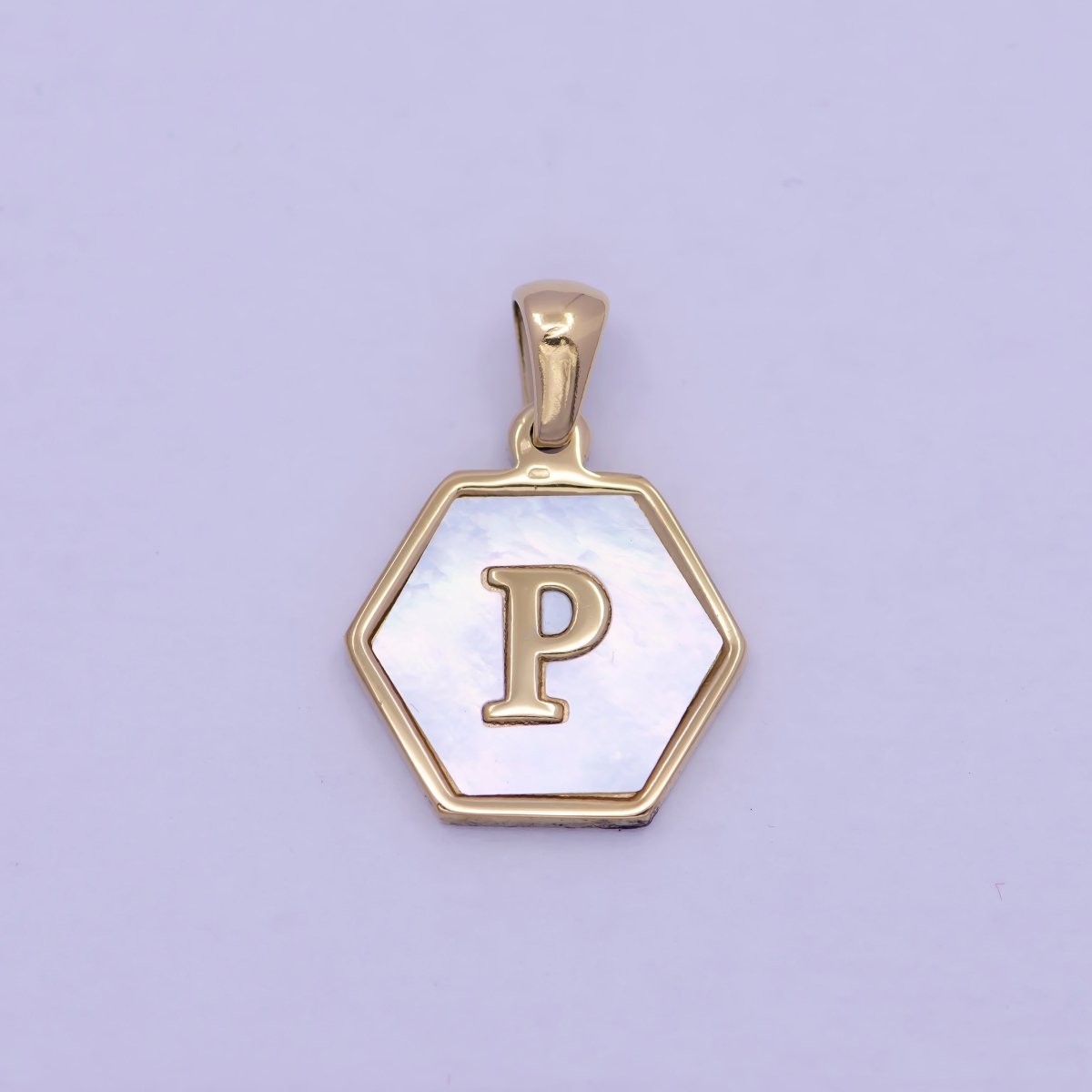 Gold Initial Letter Necklace Pendant Hexagon Alphabet Charm Mother of pearl Letter Minimalist Jewelry Shell Hexagon Pendant for Necklace Bracelet A-875-A-887