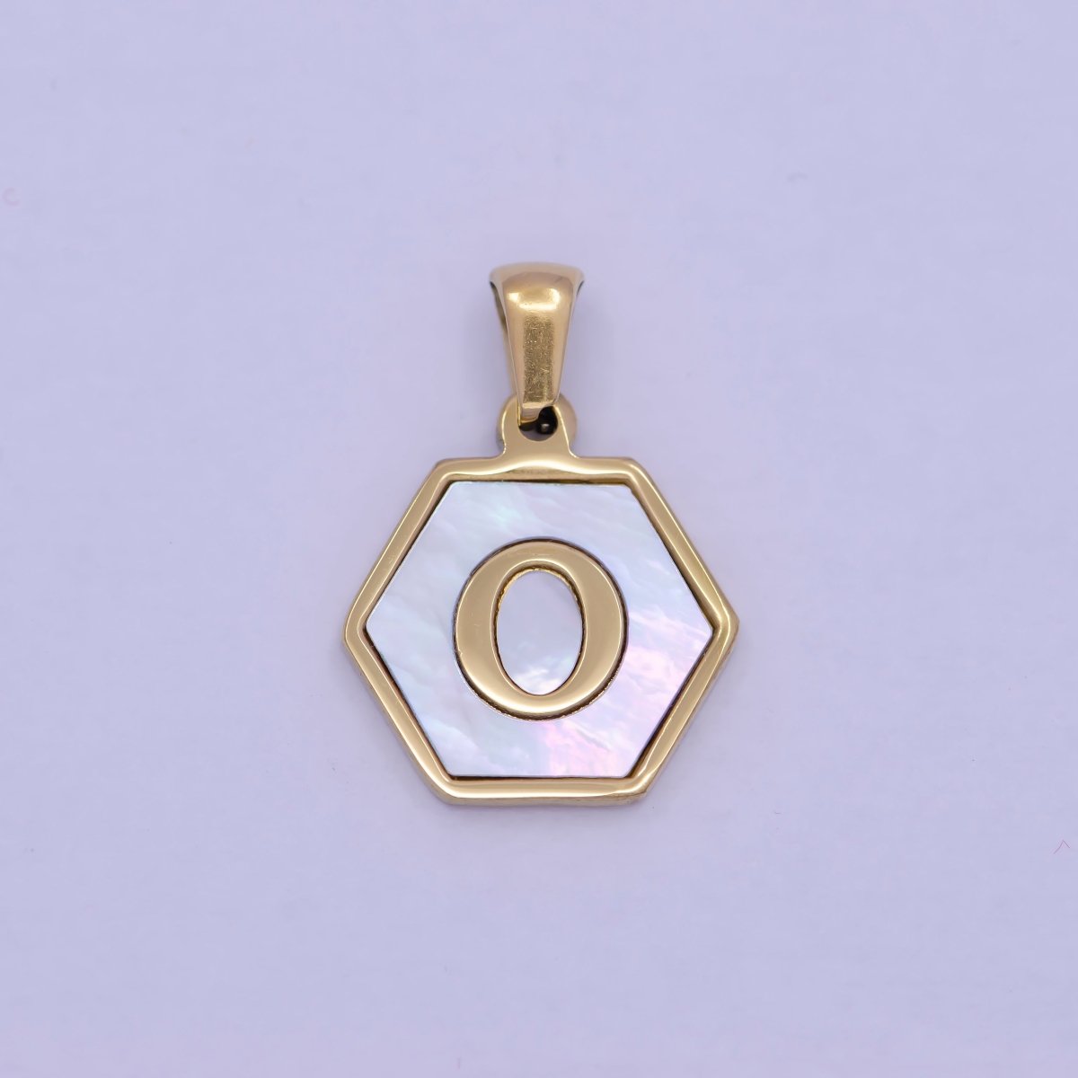 Gold Initial Letter Necklace Pendant Hexagon Alphabet Charm Mother of pearl Letter Minimalist Jewelry Shell Hexagon Pendant for Necklace Bracelet A-875-A-887