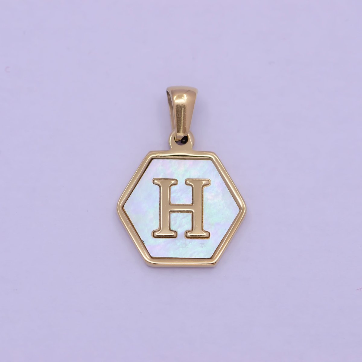Gold Initial Letter Necklace Pendant Hexagon Alphabet Charm Mother of pearl Letter Minimalist Jewelry Shell Hexagon Pendant for Necklace Bracelet A-875-A-887