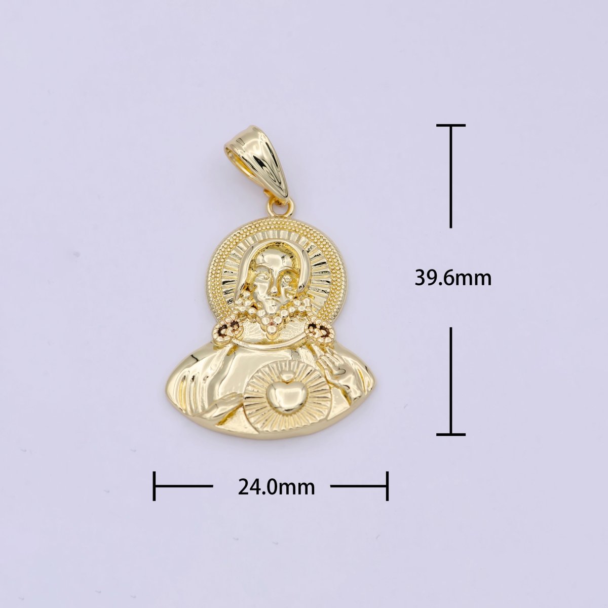 Gold Jesus Christ Sacred Heart Charm Necklace, Jesus Sacred Heart Pendant Necklace, Gift For Her I-122 - DLUXCA