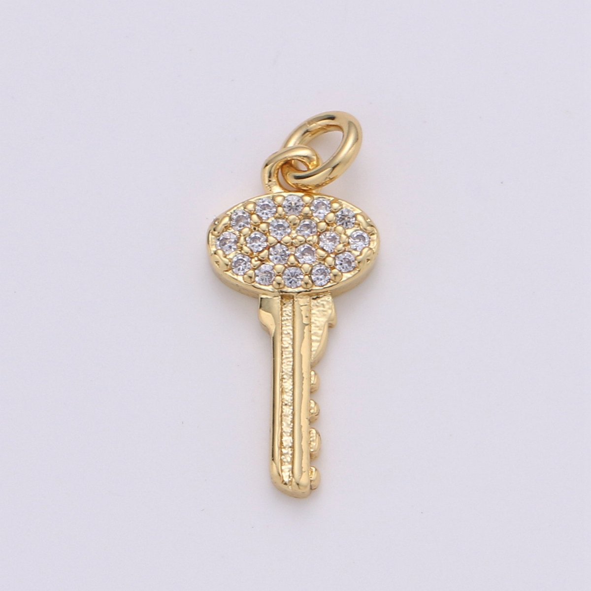 Gold Key Charm, Micro Pave CZ Charm, 14K Gold Filled Pendant Dainty Cubic Key Necklace Charm for Jewelry Making, D-046