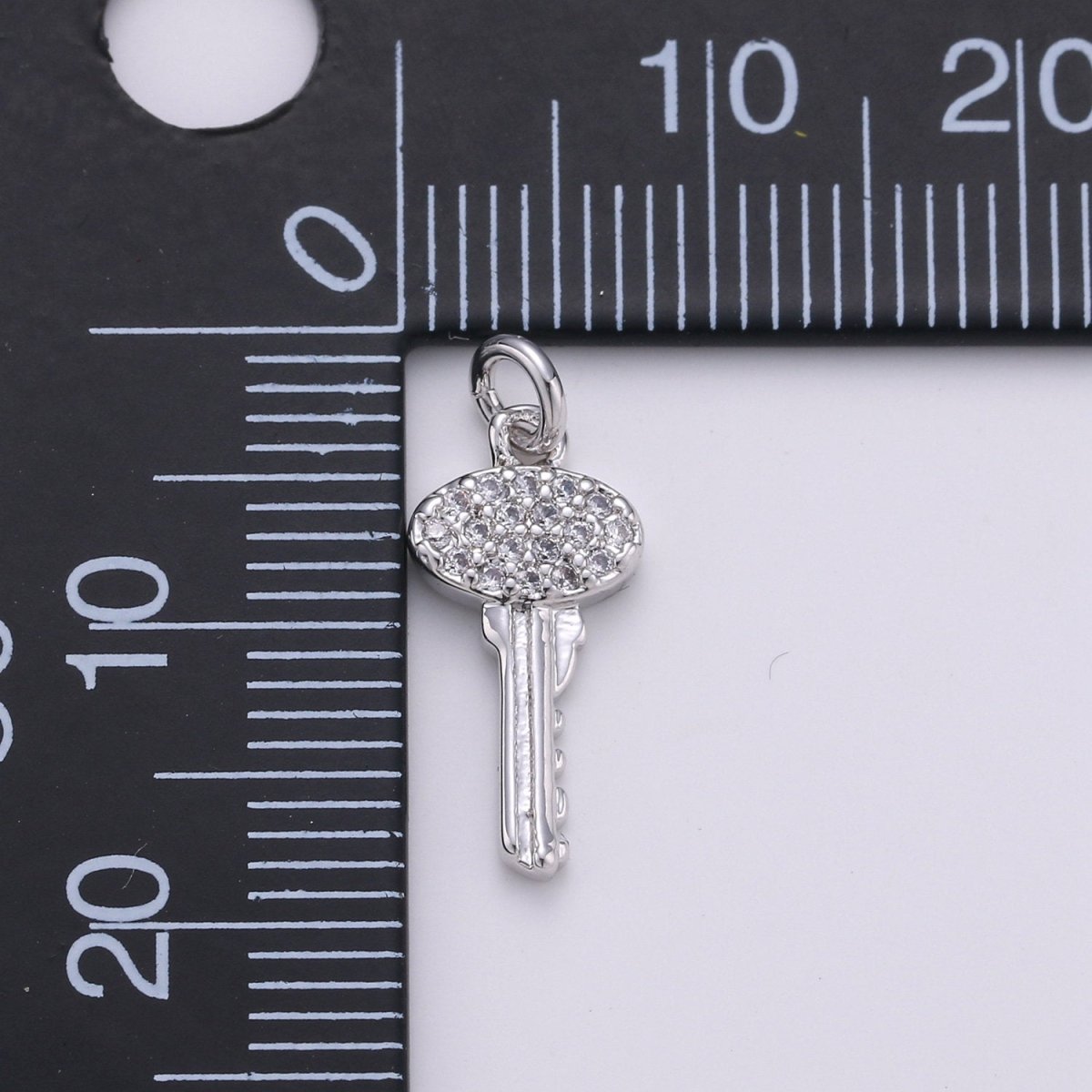 Gold Key Charm, Micro Pave CZ Charm, 14K Gold Filled Pendant Dainty Cubic Key Necklace Charm for Jewelry Making, D-046