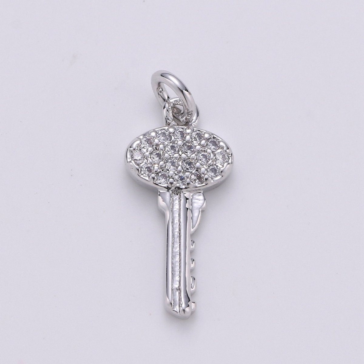Gold Key Charm, Micro Pave CZ Charm, 14K Gold Filled Pendant Dainty Cubic Key Necklace Charm for Jewelry Making, D-046