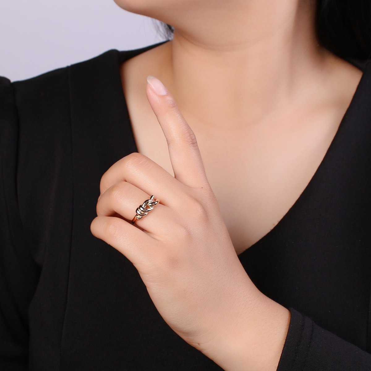 OS Gold Knot Ring, Tie The Knot Ring, Love Knot Ring, Dainty Gold Filled Knot Ring, Twisted Gold Minimalist Ring  O-313