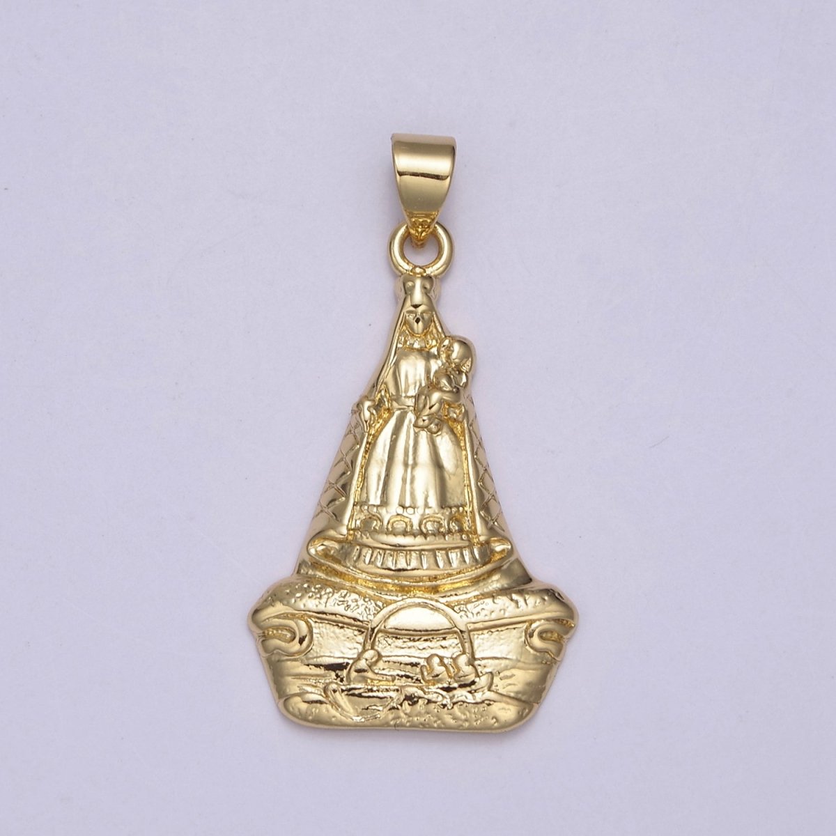 Gold La Virgen de la Caridad del Cobre Pendant for Necklace Supply H-882 - DLUXCA