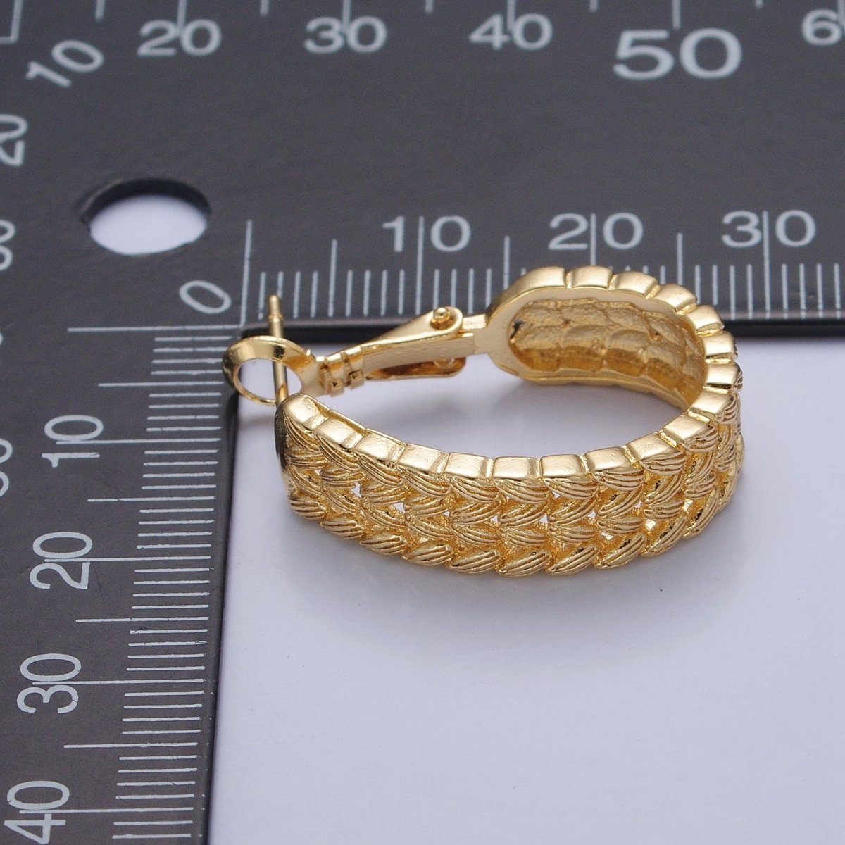 Gold Large Braided Minimal Hoop Earrings- Gold Braided Minimal Bohemian Earrings T-414 - DLUXCA