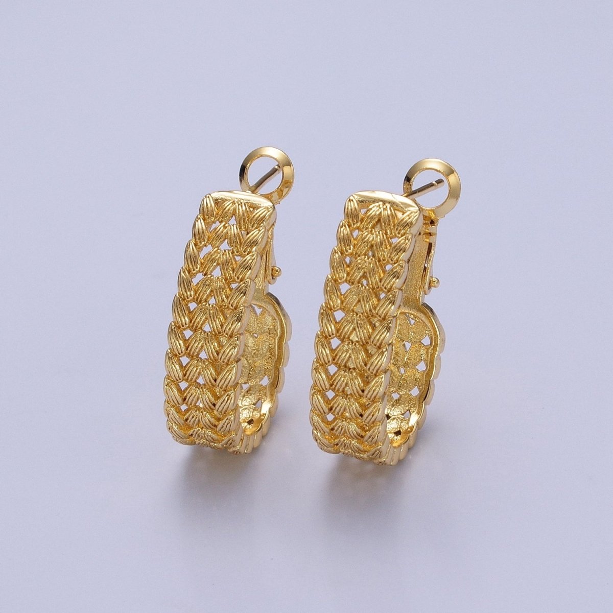 Gold Large Braided Minimal Hoop Earrings- Gold Braided Minimal Bohemian Earrings T-414 - DLUXCA