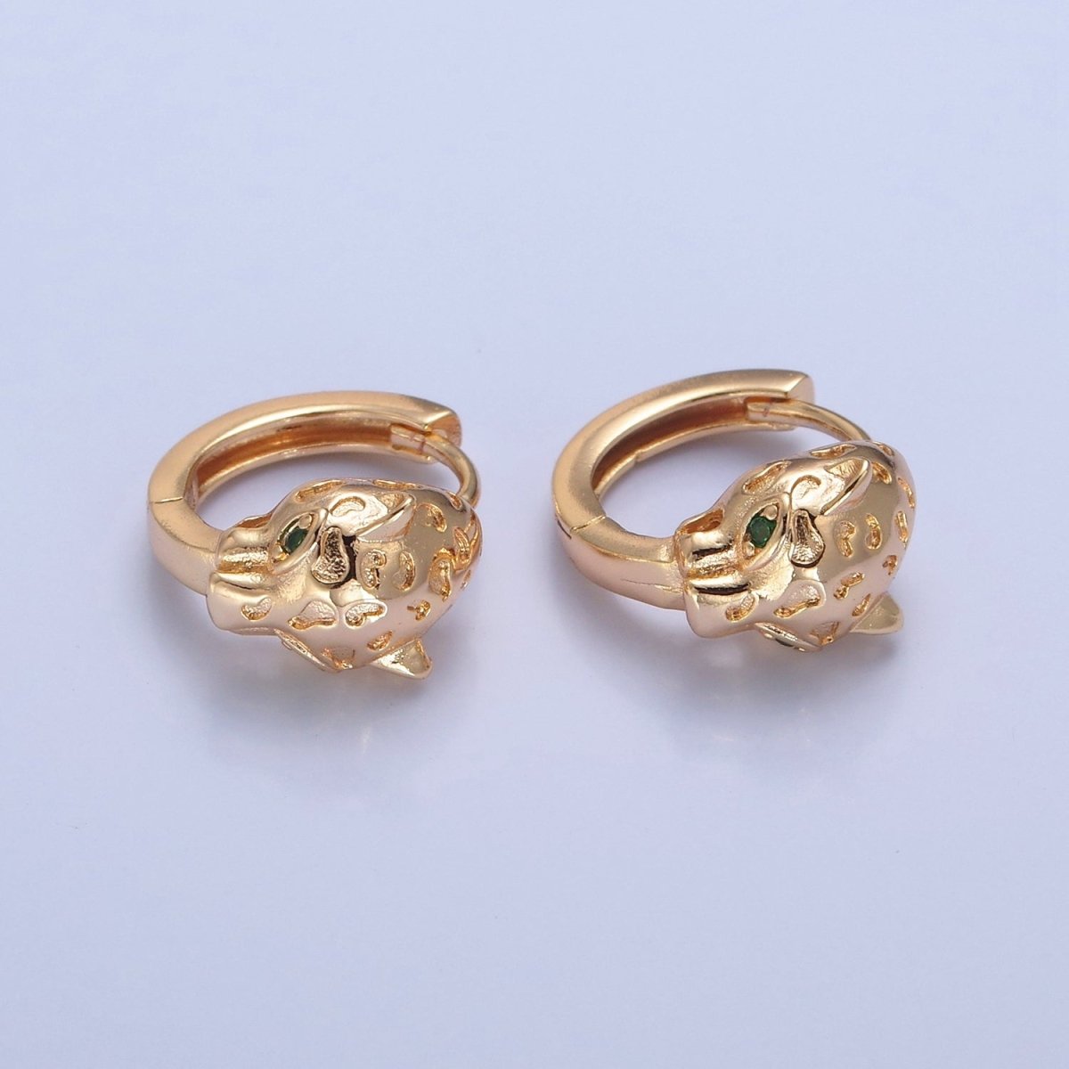 Gold Leopard Hoop Earring T-495 - DLUXCA