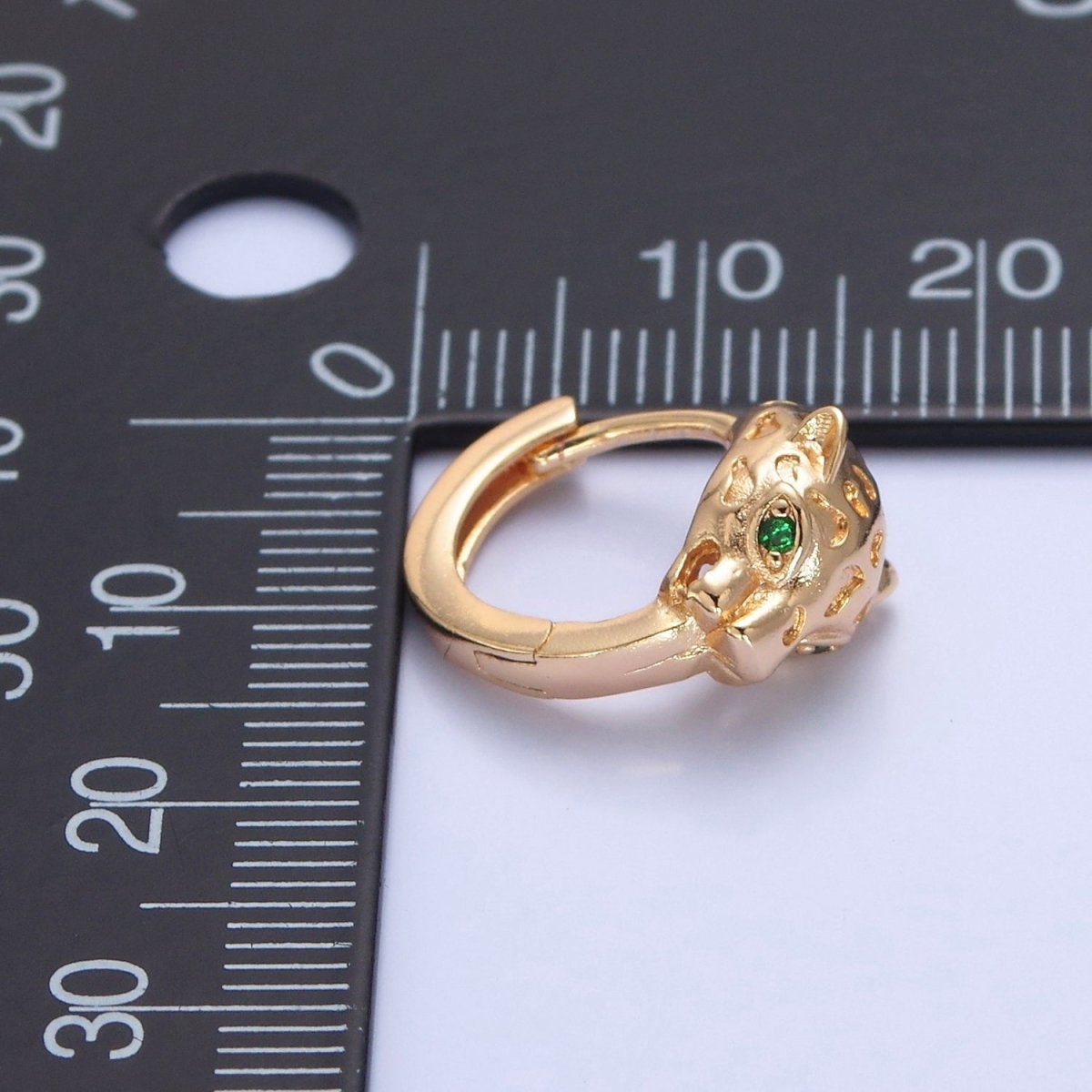 Gold Leopard Hoop Earring T-495 - DLUXCA