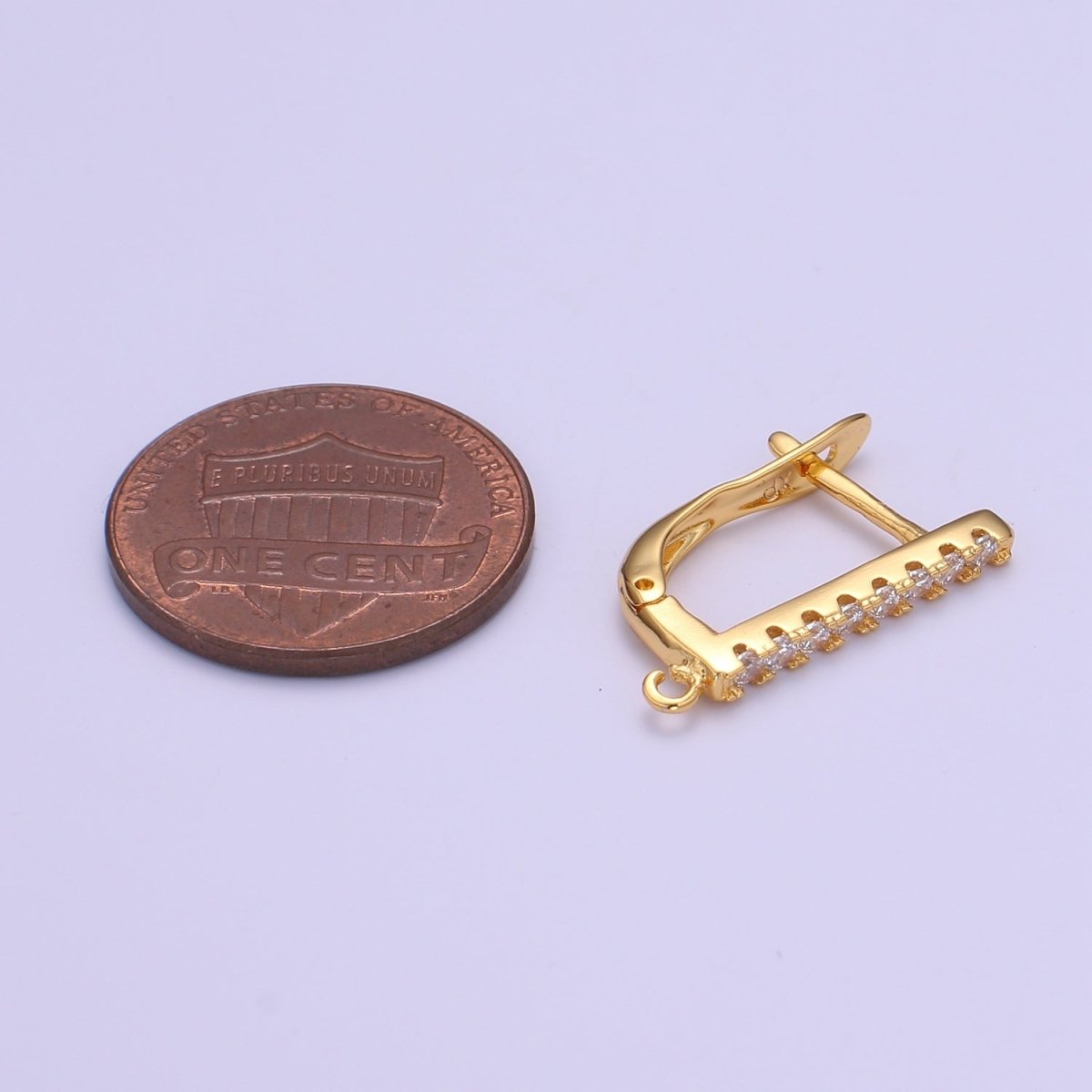 Gold Lever Back Earring Findings Cz Huggie Earring with open link for Earring component supply jewelry making L-224