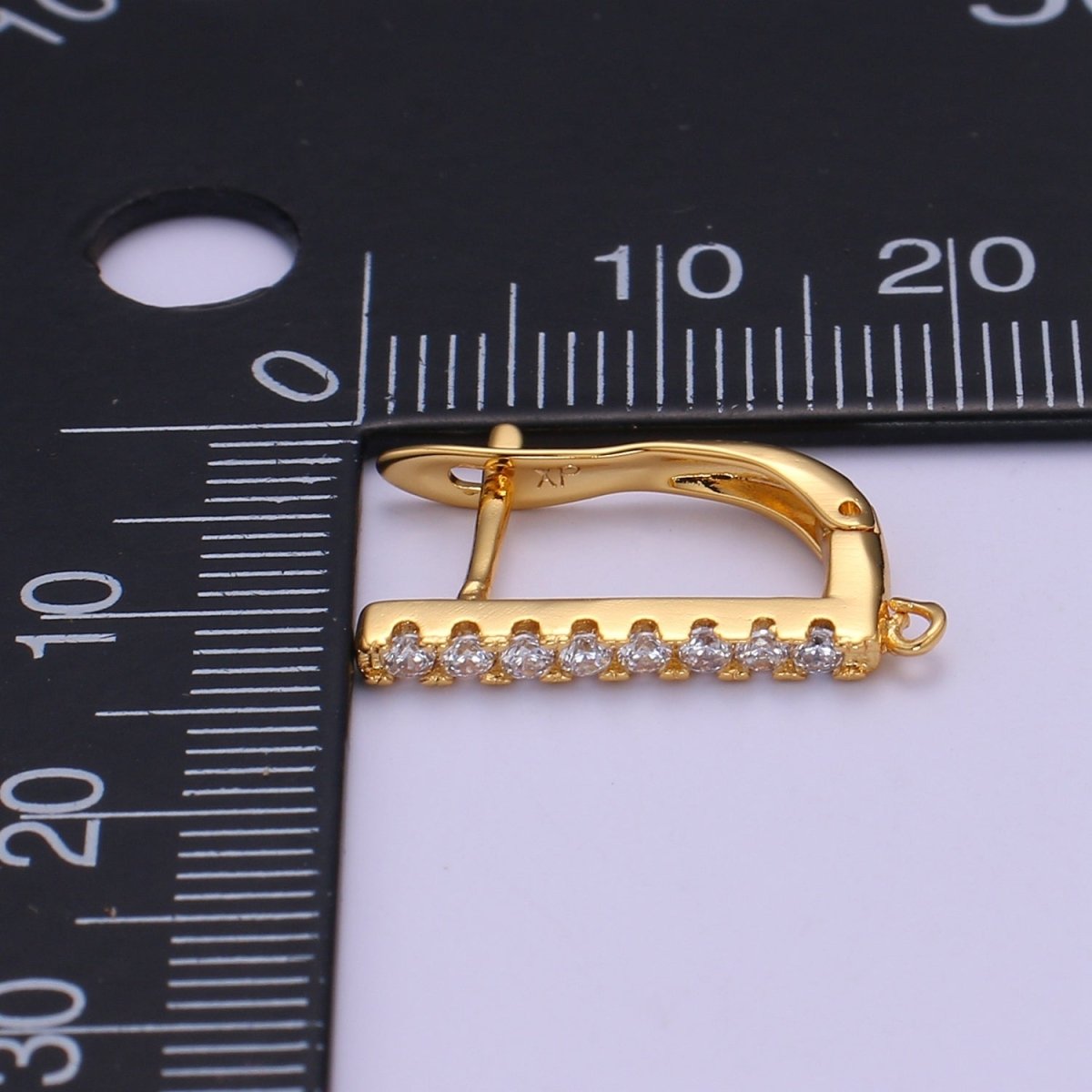 Gold Lever Back Earring Findings Cz Huggie Earring with open link for Earring component supply jewelry making L-224