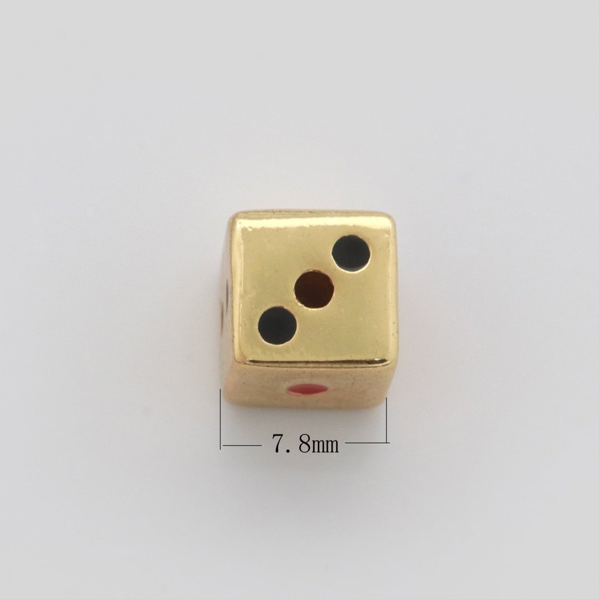 Gold Lucky Dice Beads Spacer Beads, for DIY Jewelry Making Spacer Charms Beaded Bracelet, Bead Size 8, 10mm Hole 2mm B-632 B-633