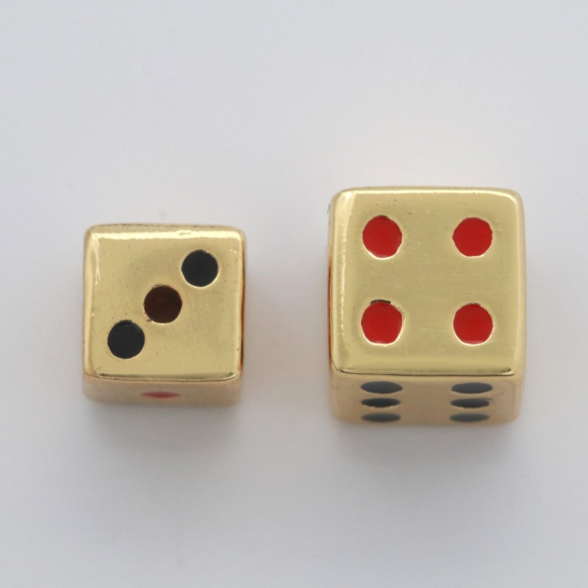 Gold Lucky Dice Beads Spacer Beads, for DIY Jewelry Making Spacer Charms Beaded Bracelet, Bead Size 8, 10mm Hole 2mm B-632 B-633