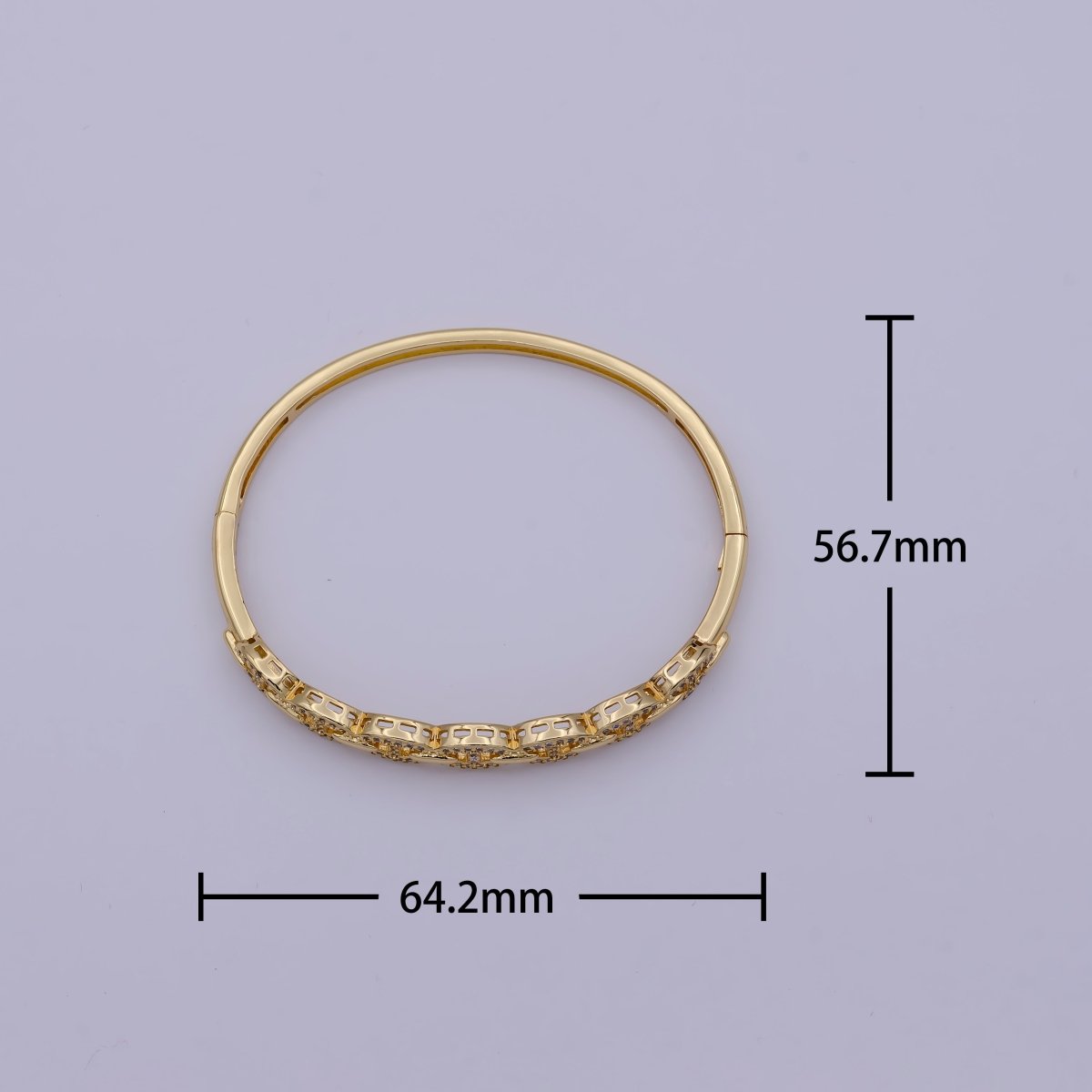 Gold Mariner Link Bracelet, CZ Gold Layering Bangle Bracelet Dainty Gold Hinged Bracelet | WA-691 Clearance Pricing