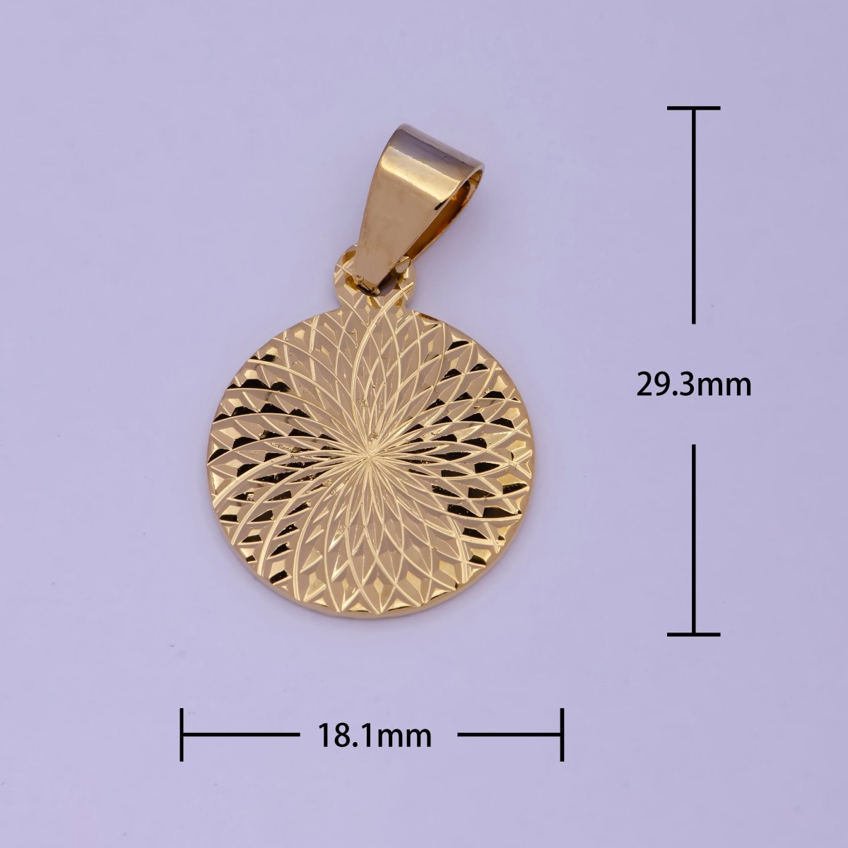 Gold Medallion Pendant Coin Dangle Charm Geometric Jewelry J-503 - DLUXCA
