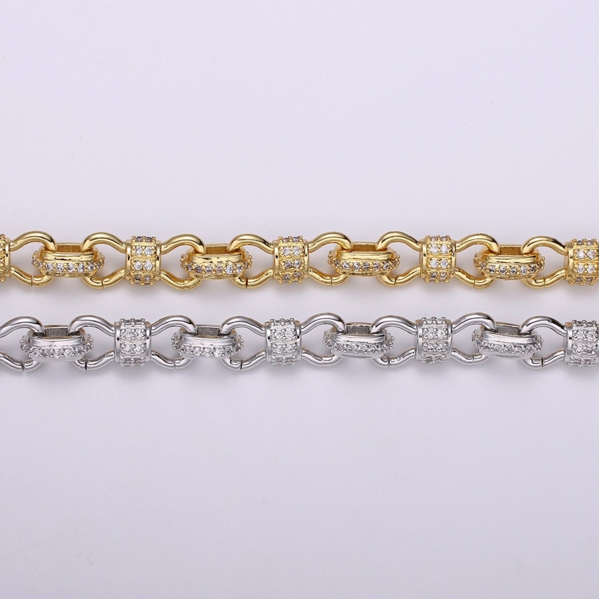 Gold Micro Pave Chain 24K Gold Filled CZ Oval Cable Chain by Meter for Statement Jewelry Making, Unfinished Chain | WA-1395 WA1396 Clearance Pricing