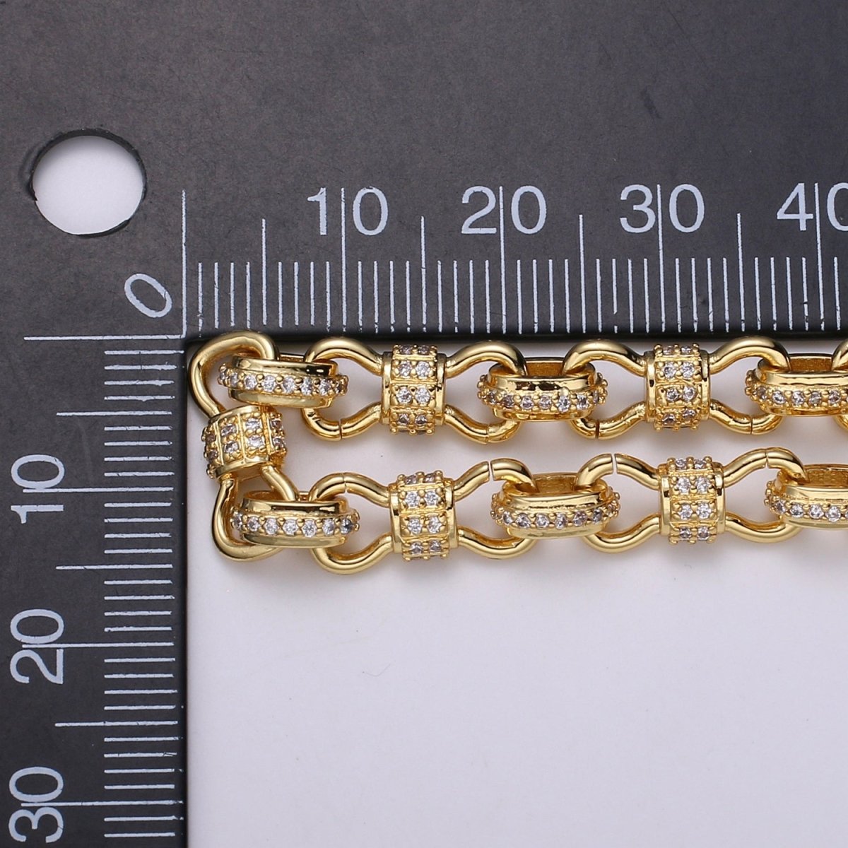 Gold Micro Pave Chain 24K Gold Filled CZ Oval Cable Chain by Meter for Statement Jewelry Making, Unfinished Chain | WA-1395 WA1396 Clearance Pricing
