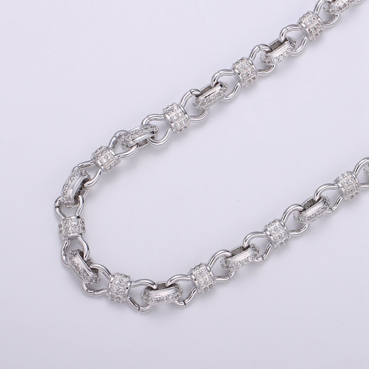 Gold Micro Pave Chain 24K Gold Filled CZ Oval Cable Chain by Meter for Statement Jewelry Making, Unfinished Chain | WA-1395 WA1396 Clearance Pricing