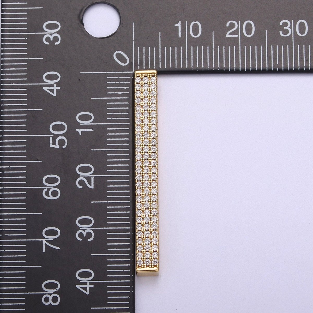 Gold Micro Pave CZ Bar Pendant for Minimalist Jewelry Supply N-613 N-614