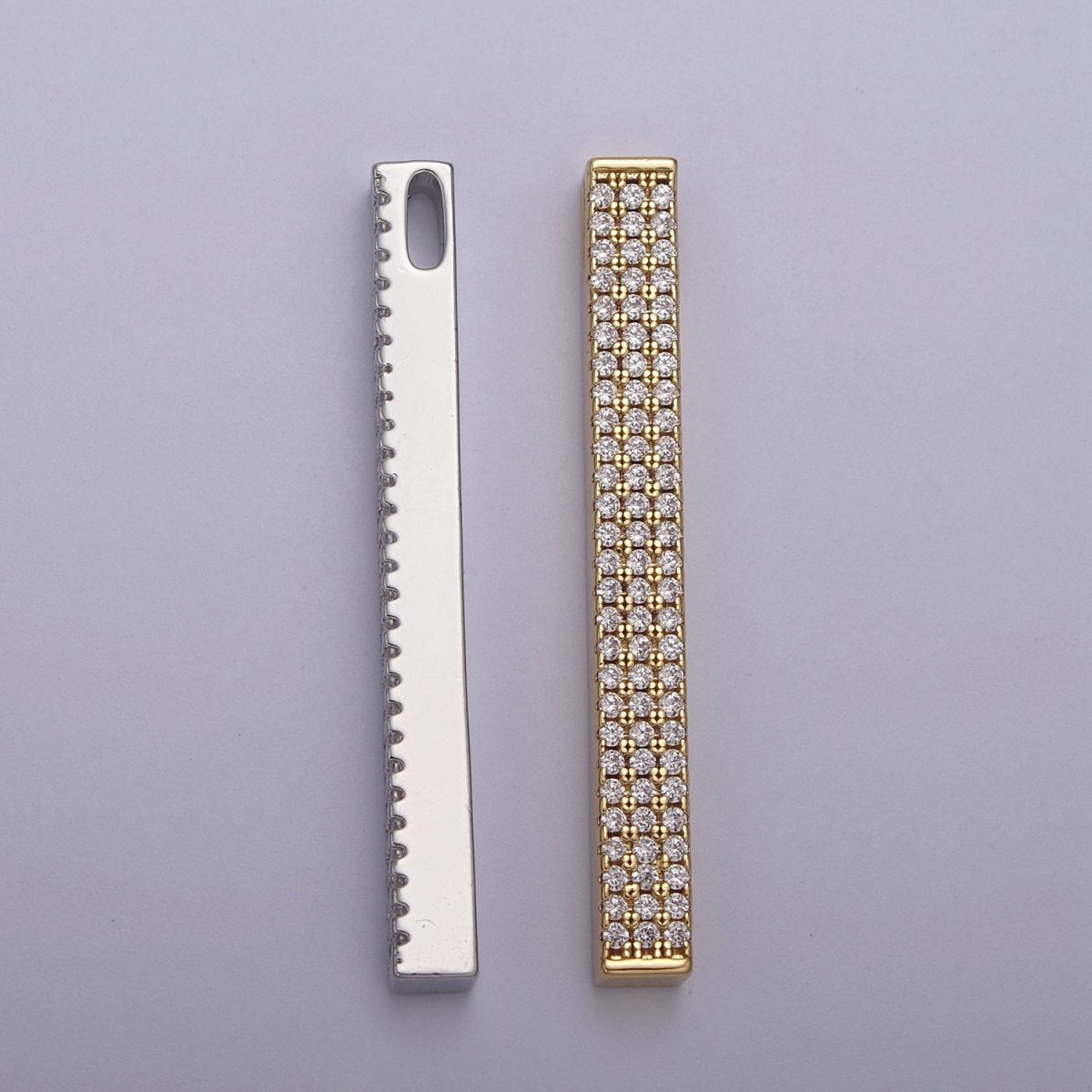 Gold Micro Pave CZ Bar Pendant for Minimalist Jewelry Supply N-613 N-614