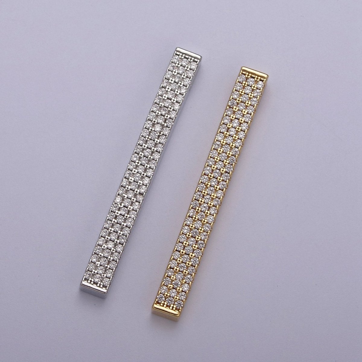 Gold Micro Pave CZ Bar Pendant for Minimalist Jewelry Supply N-613 N-614