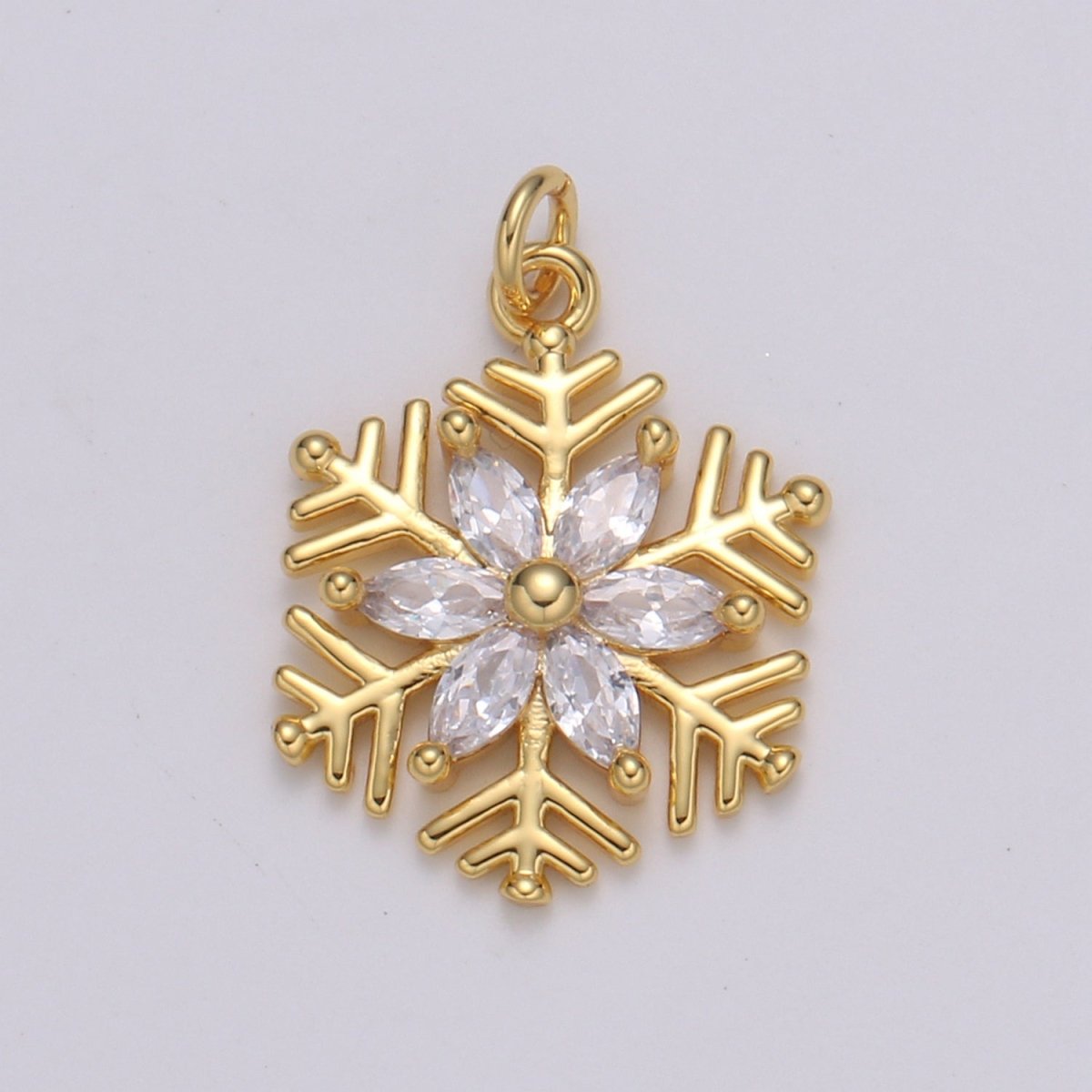 Gold Micro Pave CZ SnowFlake Pendant Charm, Silver Snowflake Pendant Charm For Holiday Gift Christmas Jewelry, Flower Charm E-209 E-210