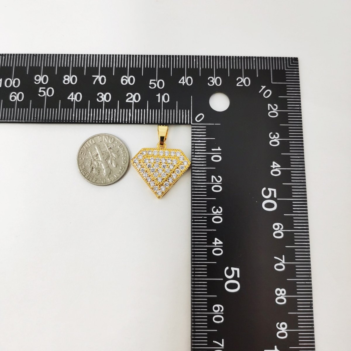 Gold Micro Pave Diamond charm in 14K gold Filled Cubic Diamond pendant Cubic Zirconia Diamonds I-772 - DLUXCA