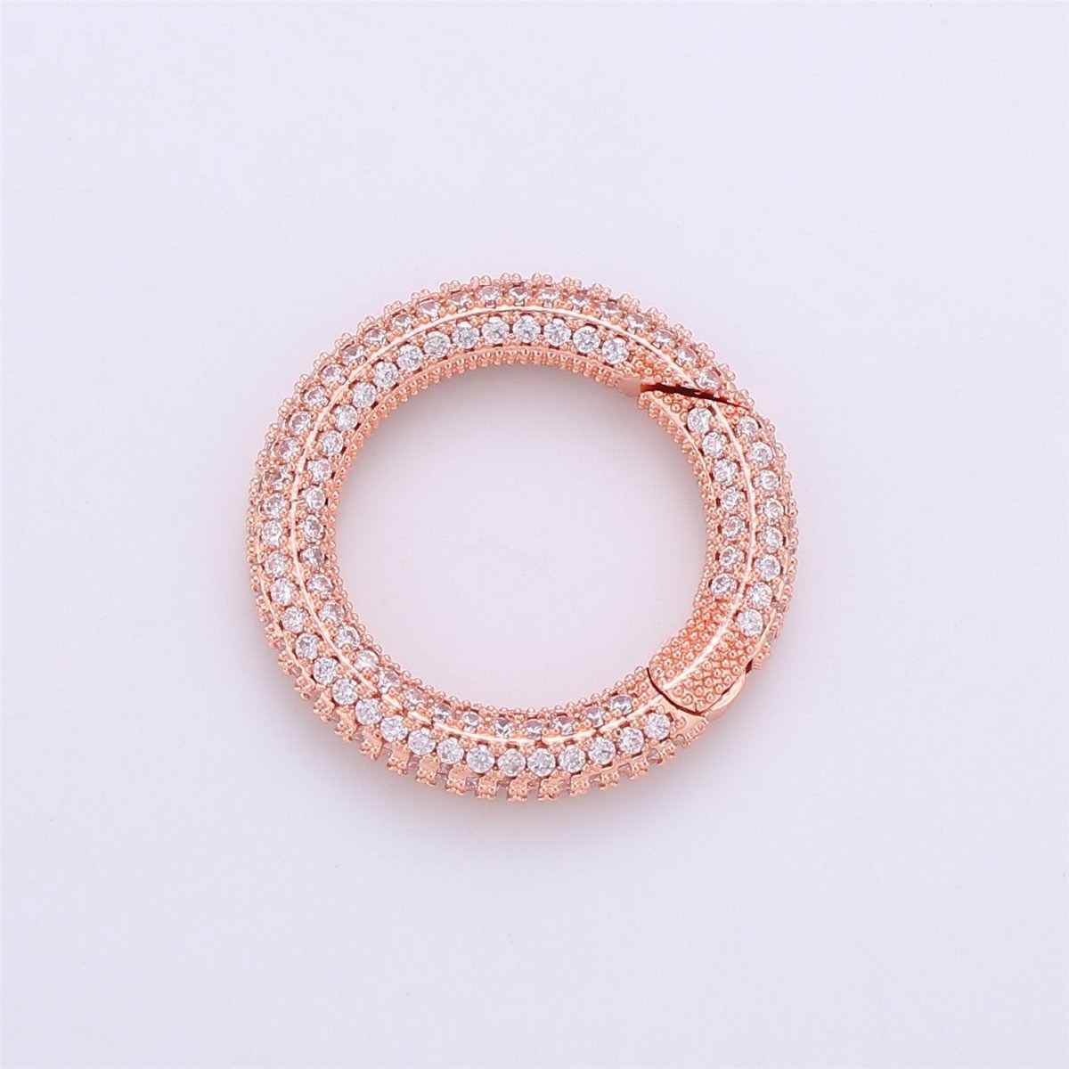 Gold Micro Pave Spring Buckle Metal Snap Clasp Spring gate ring, Trigger Round Ring,Snap Hook for Jewelry Key Chain Handbag Fashion Supply K-369 K-371