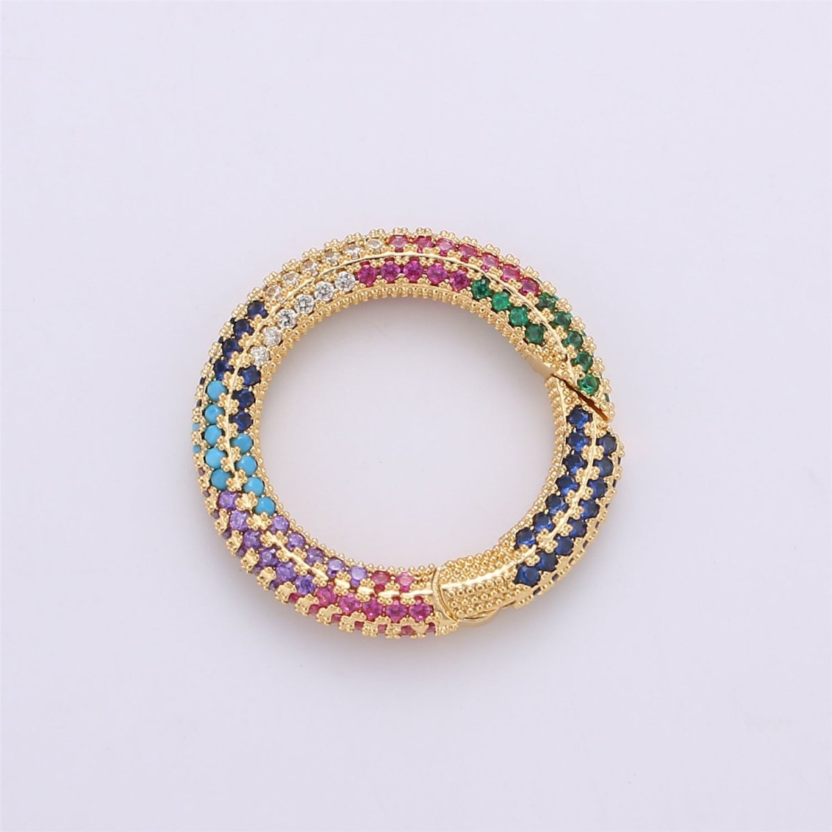 Gold Micro Pave Spring Buckle Metal Snap Clasp Spring gate ring, Trigger Round Ring,Snap Hook for Jewelry Key Chain Handbag Fashion Supply K-369 K-371