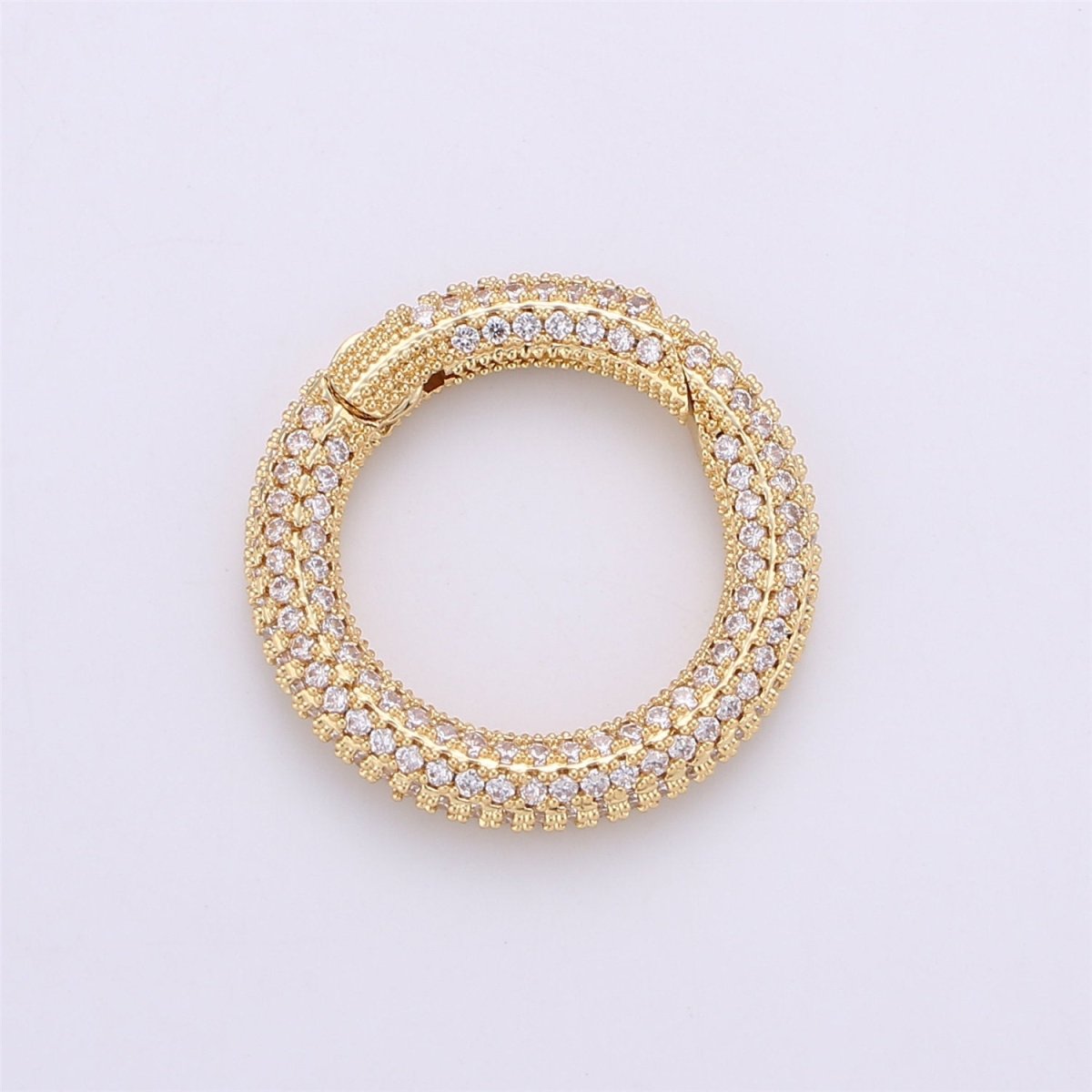 Gold Micro Pave Spring Buckle Metal Snap Clasp Spring gate ring, Trigger Round Ring,Snap Hook for Jewelry Key Chain Handbag Fashion Supply K-369 K-371