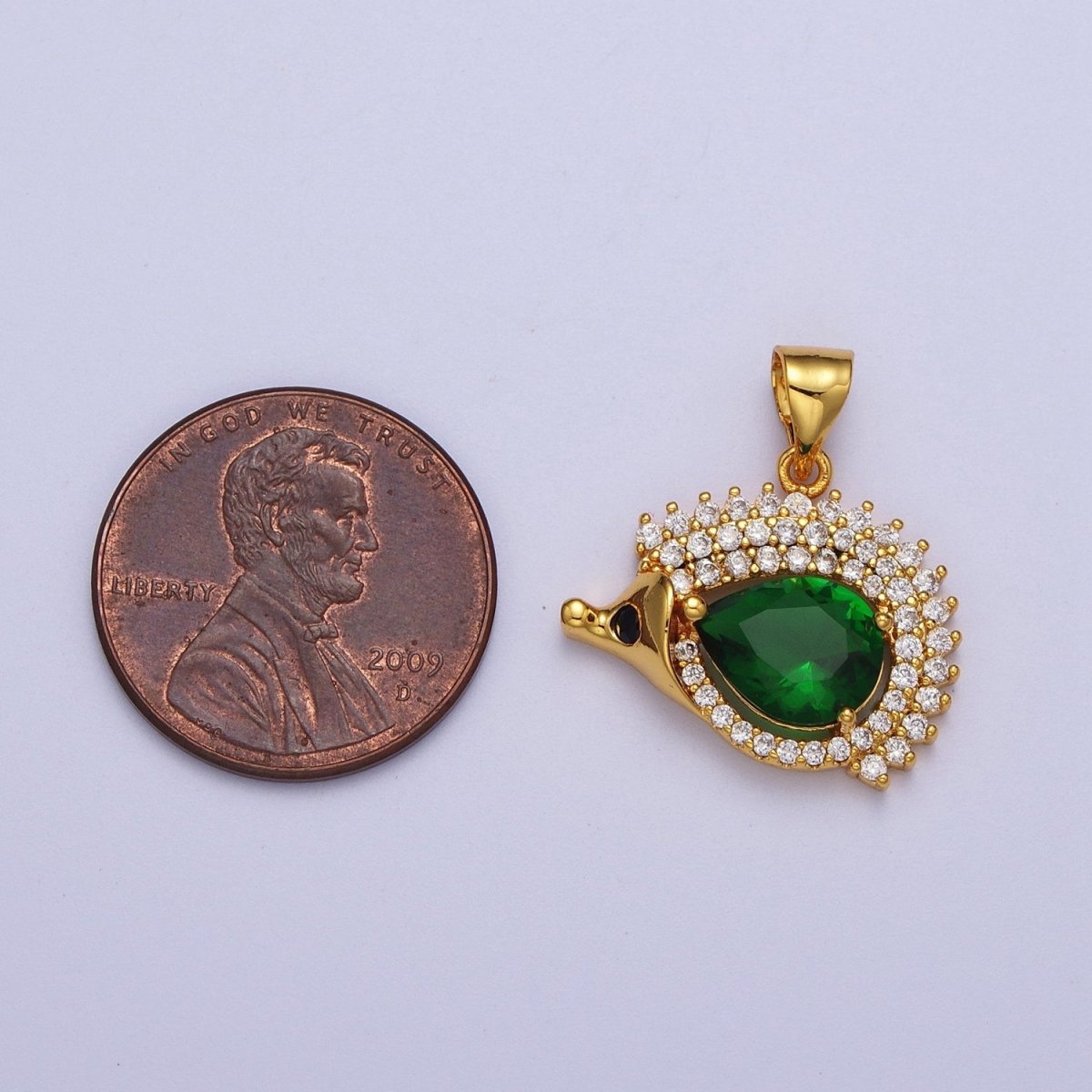 Gold Micro Paved CZ Hedgehog Porcupine Animal Pendant For Nature Jewelry Making | X-681 - DLUXCA