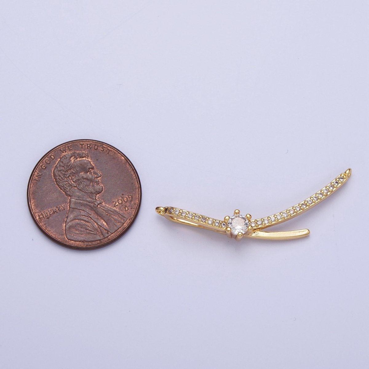 Gold Micro Paved CZ Round Cubic Zirconia Link Geometric Connector | F-680 - DLUXCA