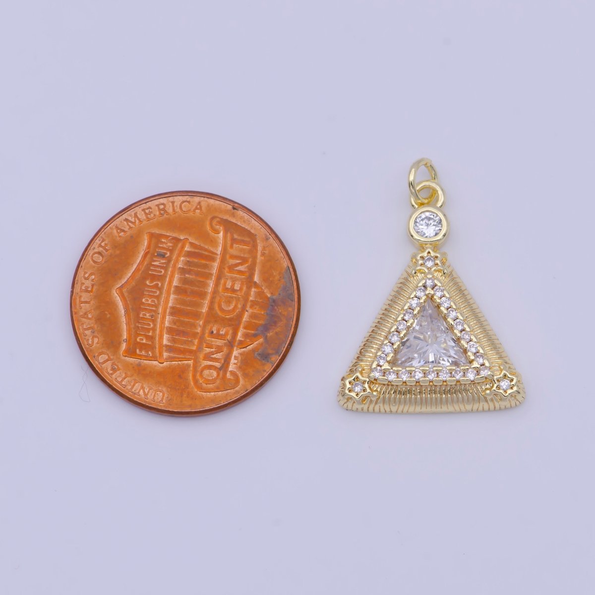 Gold Micro Paved CZ Textured Triangle Charm For Jewelry Making Component | X-715 - DLUXCA