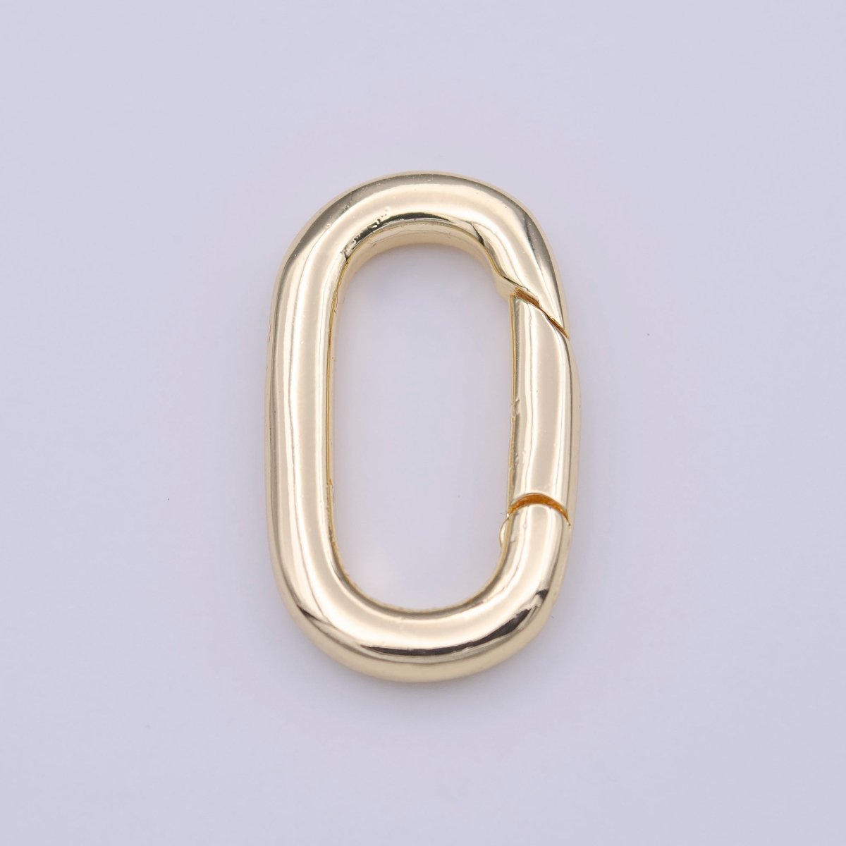 Gold Minimalist 22.7mm Long Oval Push Spring Gate Gold Jewelry Supply | K-210 - DLUXCA