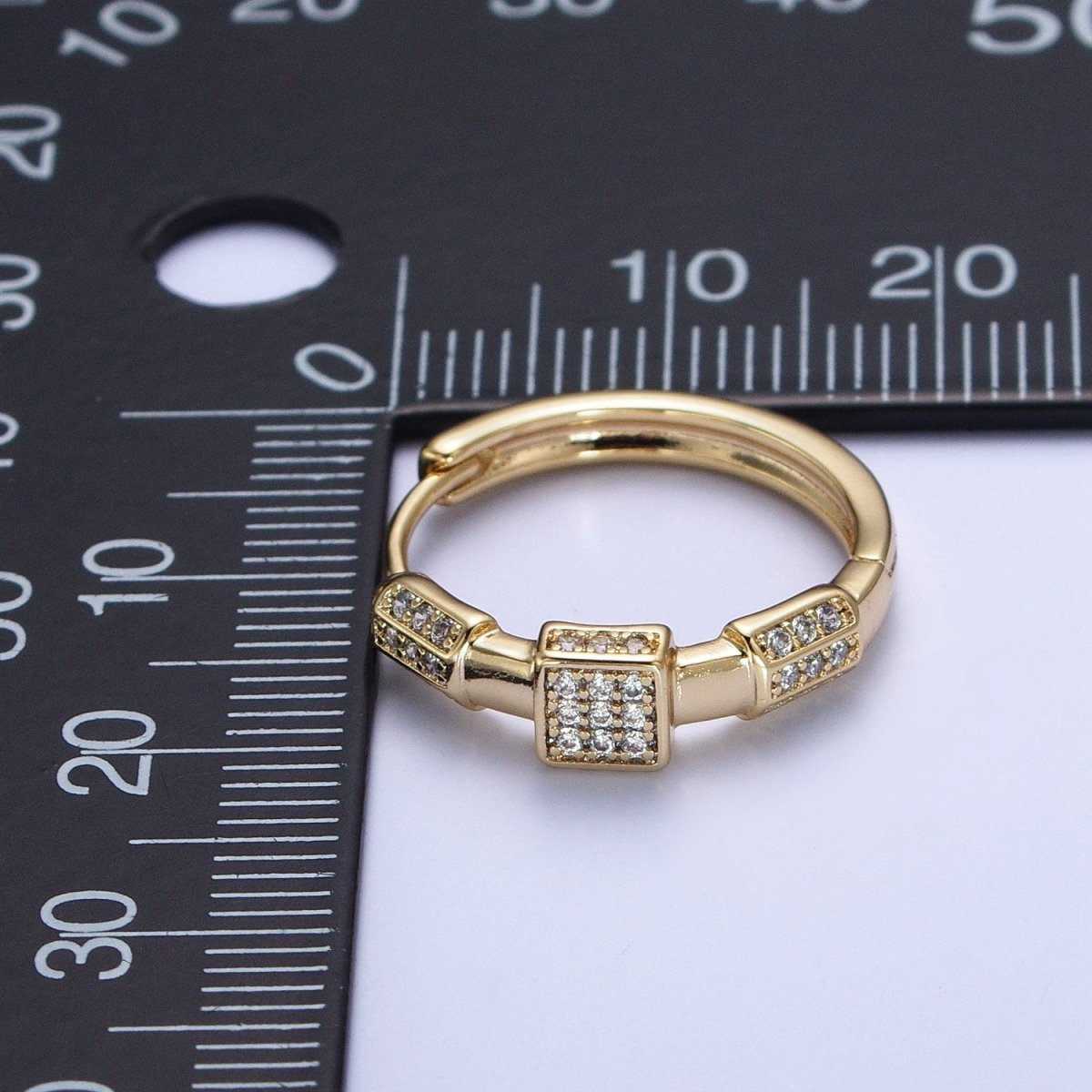 Gold Modern Hoop Earring Everyday Hoops Geometric Jewelry Medium Size Textured Hoops, Round Earrings P-253 - DLUXCA