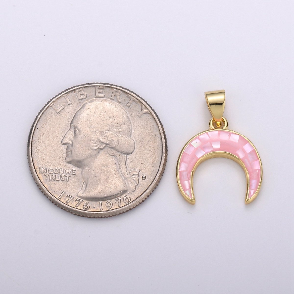 Gold Moon charms , Pink moon pendants, Crescent Moon charm, Dainty charm, Celestial Jewelry pendants in 14k Gold-Plated I-777 - DLUXCA