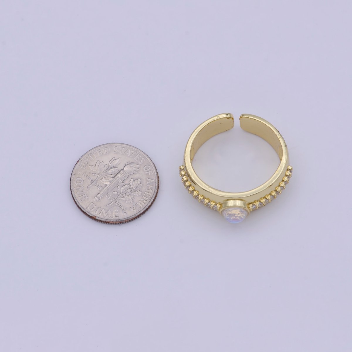 Gold Moonstone Ring, Rainbow Moonstone Adjustable Ring Dainty Moonstone Ring Gold, Oval Moonstone Gold Engagement Moonstone Ring U-482 - DLUXCA