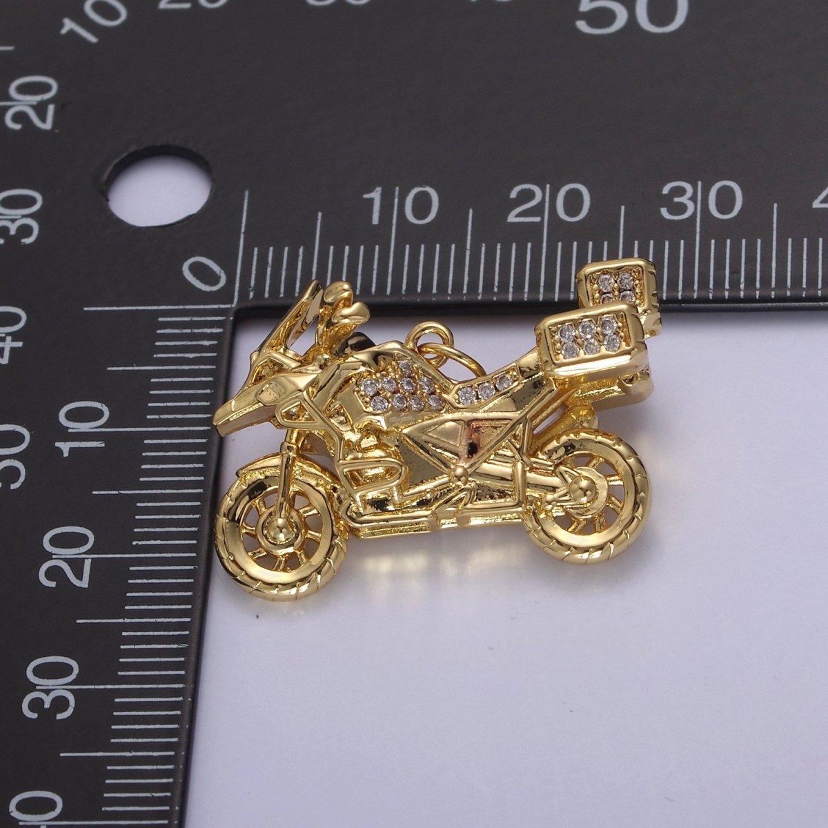 Gold Motorcycle Charm 3D Motorcycle Pendant, Biker Charm, Detailed Motorcycle Pendant N-468 N-625 N-626
