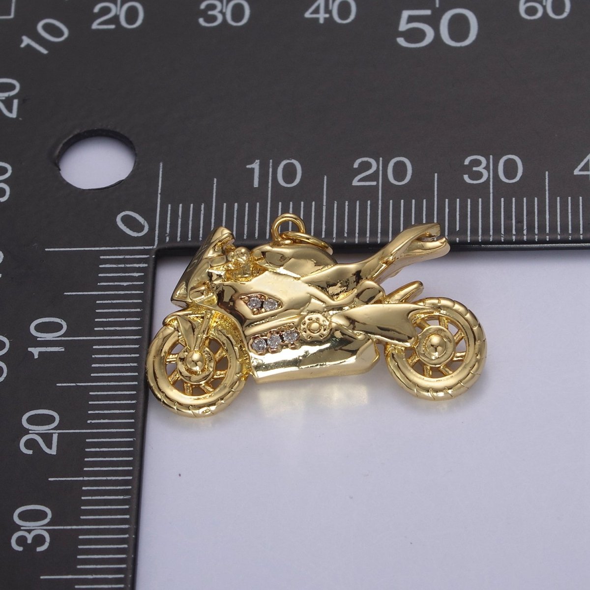 Gold Motorcycle Charm 3D Motorcycle Pendant, Biker Charm, Detailed Motorcycle Pendant N-468 N-625 N-626