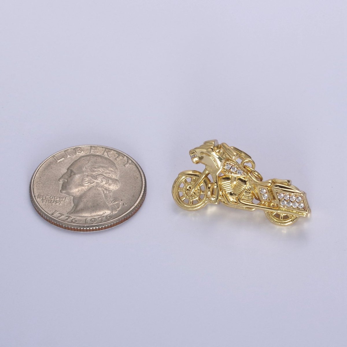 Gold Motorcycle Charm 3D Motorcycle Pendant, Biker Charm, Detailed Motorcycle Pendant N-468 N-625 N-626