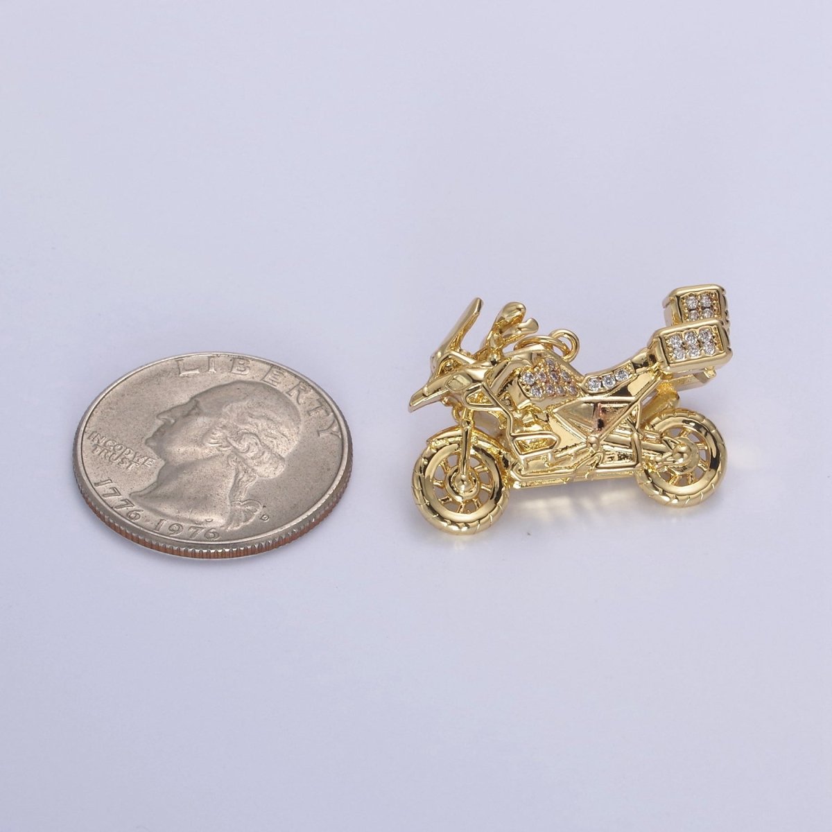 Gold Motorcycle Charm 3D Motorcycle Pendant, Biker Charm, Detailed Motorcycle Pendant N-468 N-625 N-626