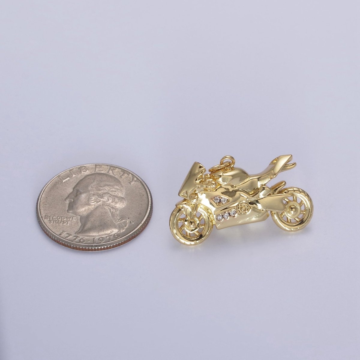 Gold Motorcycle Charm 3D Motorcycle Pendant, Biker Charm, Detailed Motorcycle Pendant N-468 N-625 N-626