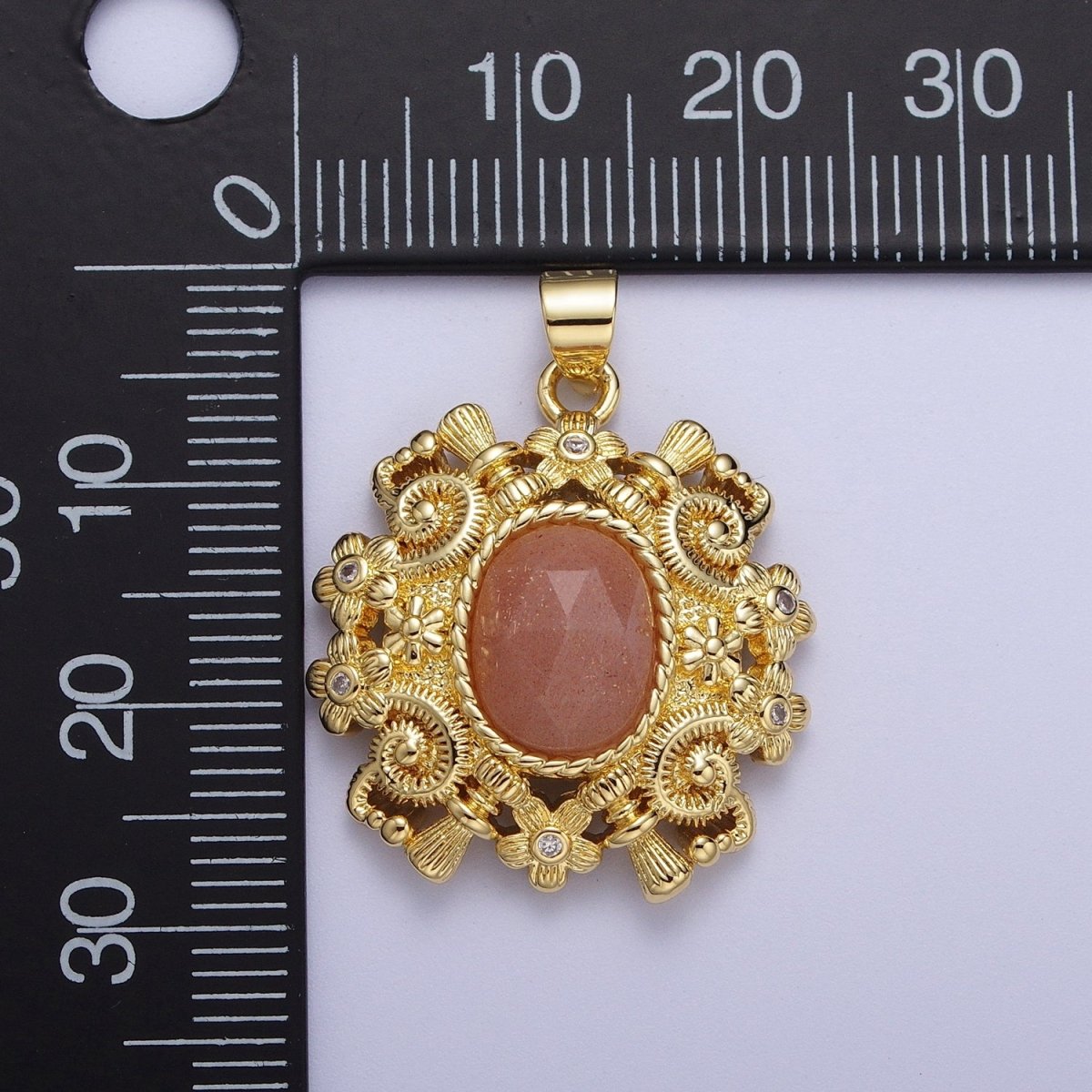 Gold Natural Gemstone Nature Flower Geometric Pendant For Jewelry Making H-754 H-784 H-851