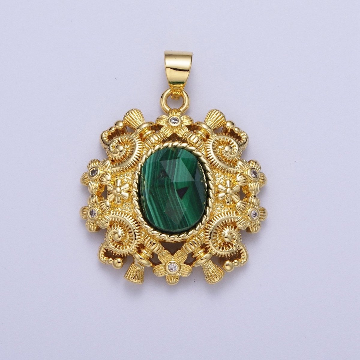 Gold Natural Gemstone Nature Flower Geometric Pendant For Jewelry Making H-754 H-784 H-851