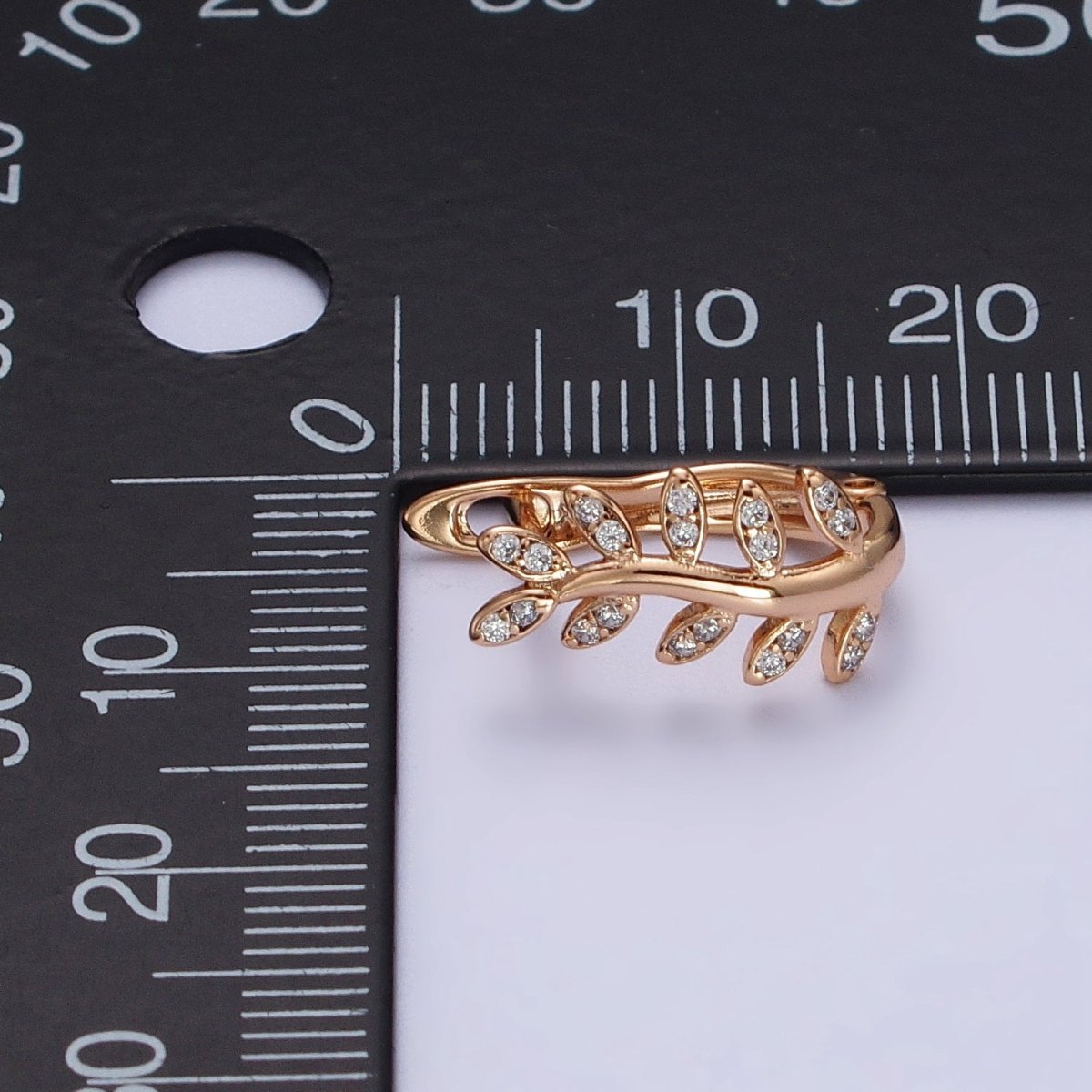 Gold Olive Leaf Earring, 18K Gold Filled Hoop Earring Olive Branch Huggie Earring AB1076 - DLUXCA